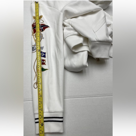 Polo Ralph Lauren Luxury Nautical Zip Up Hoodie in White Size Medium - NWT - Picture 13 of 16